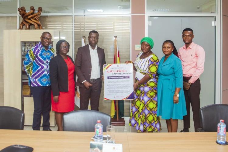 The delegation from the Office were welcomed by Mrs. Mary Ohene-Adu who happens to be the Head of Administrations, Ghana Re. Miss Grace Mensah, Head of the Student Financial Support Office expressed gratitude to the company for their kind gesture. 
